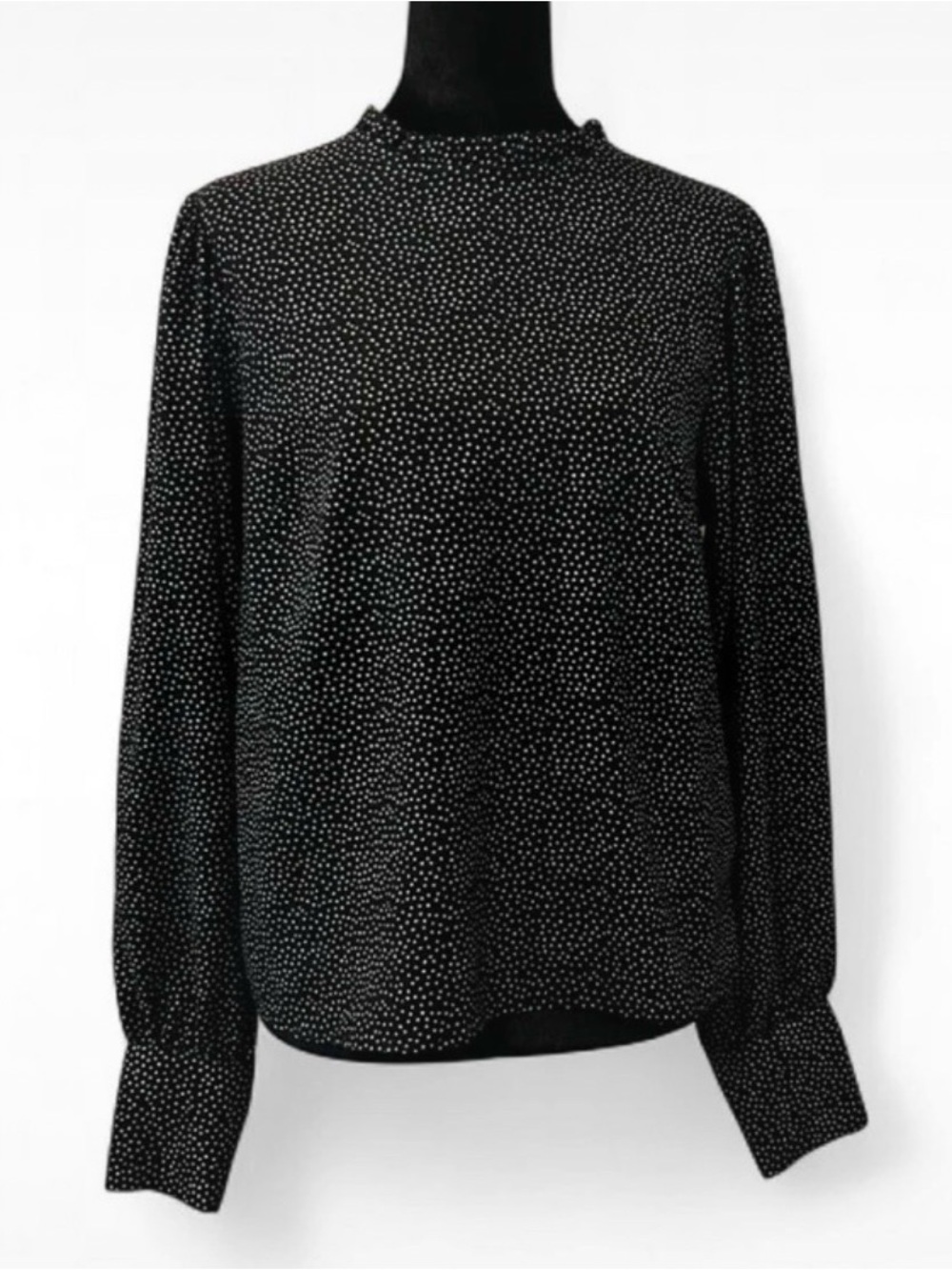 Maison d'Amélie Paris black blouse with white polka dots, size M